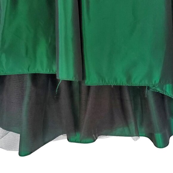 Vintage Formal Party Dress Girl's 12 Green Taffeta Tulle Hi Lo Zipper Tie Back - Picture 8 of 12